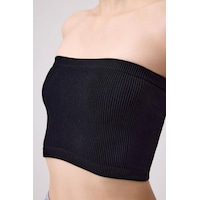 Cottonhill Premium - Kadın Siyah Seamless Straplez Crop Top Büstiyer Siyah Cottonhill Premium - Kadın Siyah Seamless Straplez Crop Top Büstiyer Siyah