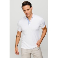 Desen Minimalist Polo Yaka Erkek T-shirt - Kısa Kol - Rahat Beyaz Desen Minimalist Polo Yaka Erkek T-shirt - Kısa Kol - Rahat Beyaz