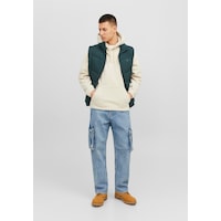Jack & Jones Göğüs Baskılı Kapüşonlu Sweatshirt - Silverlake 12242470 Moonbeam Siyah Jack & Jones Göğüs Baskılı Kapüşonlu Sweatshirt - Silverlake 12242470 Moonbeam Siyah