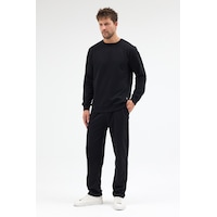 Mmetalic Siyah Relaxed Fit Bisiklet Yaka Sweatshirt Düz Paça Erkek Eşofman Takımı Mtlce3847 Mmetalic Siyah Relaxed Fit Bisiklet Yaka Sweatshirt Düz Paça Erkek Eşofman Takımı Mtlce3847