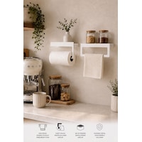 Beyaz Duvara Monte Havluluk & Peçetelik Modern&dayanıklı 2'li Set Beyaz Beyaz Duvara Monte Havluluk & Peçetelik Modern&dayanıklı 2'li Set Beyaz