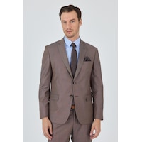 İmza Turuncu Mono Yaka Düz 2 Düğme Classic Yünlü Slim Fit Takım Elbise 1001250175 Turuncu
