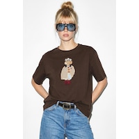 Shade Kadın Köpek Nakışlı Taş İşlemeli Relaxed Fit Pamuk T-shirt 1077 60286067 - Acı Kahve Acı Kahverengi L Shade Kadın Köpek Nakışlı Taş İşlemeli Relaxed Fit Pamuk T-shirt 1077 60286067 - Acı Kahve Acı Kahverengi L