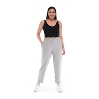 Büyük Beden Keten Yüksek Bel Lastikli Dar Paça Mom Pantolon 001 Büyük Beden Keten Yüksek Bel Lastikli Dar Paça Mom Pantolon 001