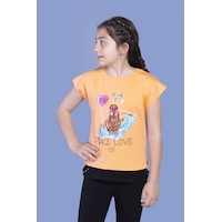 Toontoy Kids Toontoy Kız Çocuk Garni Detaylı Taş İşlemeli Baskılı Tişört Turuncu Toontoy Kids Toontoy Kız Çocuk Garni Detaylı Taş İşlemeli Baskılı Tişört Turuncu