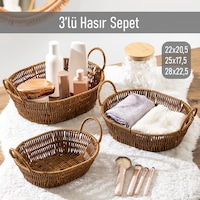 Porsima 302c 3lü Düzenleyici Oval Hasır Sepet Seti Ekmeklik Sepet Porsima 302c 3lü Düzenleyici Oval Hasır Sepet Seti Ekmeklik Sepet