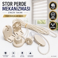 Stor Perde Mekanizması 32mm Geniş Kasa Çift Vidalı Takmatik Zincir Takımı Tam Set Zebra Perde Mekanizması Krem Stor Perde Mekanizması 32mm Geniş Kasa Çift Vidalı Takmatik Zincir Takımı Tam Set Zebra Perde Mekanizması Krem