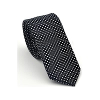 Gaffy Beyaz Nokta Desenli Siyah Dokuma Kumaş Mendilli Slim Fit Kravat // Sdk-2510-1 Siyah Gaffy Beyaz Nokta Desenli Siyah Dokuma Kumaş Mendilli Slim Fit Kravat // Sdk-2510-1 Siyah