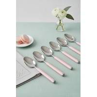 6 Lı Paslanmaz Çelik Tatlı Kaşığı Seti Somon Pembe Saplı 15 Cm Çok Renkli 6 Lı Paslanmaz Çelik Tatlı Kaşığı Seti Somon Pembe Saplı 15 Cm Çok Renkli