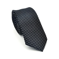 Gaffy Beyaz Küçük Kare Desenli Siyah Dokuma Kumaş Mendilli Slim Fit Kravat // Sdk-2511-1 Siyah Gaffy Beyaz Küçük Kare Desenli Siyah Dokuma Kumaş Mendilli Slim Fit Kravat // Sdk-2511-1 Siyah