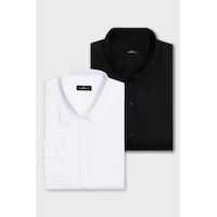 Tudors 2'li Paket Siyah-beyaz Slim Fit Kolay Ütü Teri Emen Nefes Alan Doku Dört Mevsim Erkek Gömlek-33002 Siyah - Beyaz Tudors 2'li Paket Siyah-beyaz Slim Fit Kolay Ütü Teri Emen Nefes Alan Doku Dört Mevsim Erkek Gömlek-33002 Siyah - Beyaz