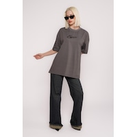 Füme Baskılı Oversize Tişört Mg1491 Füme Baskılı Oversize Tişört Mg1491