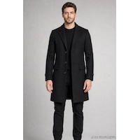 Freemen Erkek Slim Fit Klasik Yaka 3 Düğmeli Uzun Kaşe Kaban-425 Siyah Freemen Erkek Slim Fit Klasik Yaka 3 Düğmeli Uzun Kaşe Kaban-425 Siyah