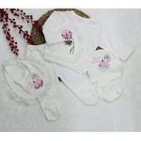 Eda Baby Kanaviçe Gül İşlemeli 5'li Set Hastane Çıkışı Yenidoğan Beyaz Eda Baby Kanaviçe Gül İşlemeli 5'li Set Hastane Çıkışı Yenidoğan Beyaz