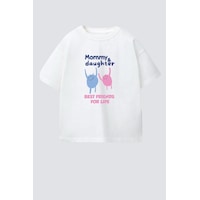 Monila Kız Çocuk Pamuklu Baskılı Anne Kız Yazılı T-shirt Ekru Monila Kız Çocuk Pamuklu Baskılı Anne Kız Yazılı T-shirt Ekru