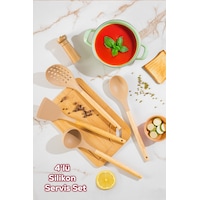 Porsima 3167 Bambu Silikon 4 Parça Servis Takımı Seti Kapicino Diğer Porsima 3167 Bambu Silikon 4 Parça Servis Takımı Seti Kapicino Diğer
