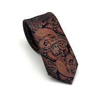 Gaffy Kahverengi Şal Desenli Lacivert Dokuma Kumaş Mendilli Slim Fit Kravat // Sdk-2607-5 Kahverengi Gaffy Kahverengi Şal Desenli Lacivert Dokuma Kumaş Mendilli Slim Fit Kravat // Sdk-2607-5 Kahverengi