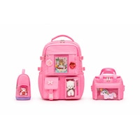 Quovo Kawaii Kore Tarzı Full Aksesuarlı Yerli Günlük Okul Çantası Kız Erkek Beslenme Kalemlik Çanta Seti Pembe Quovo Kawaii Kore Tarzı Full Aksesuarlı Yerli Günlük Okul Çantası Kız Erkek Beslenme Kalemlik Çanta Seti Pembe