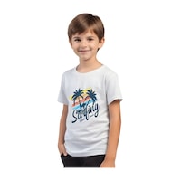Fyk Kids Unisexs Çocuk Düz Kısa Kollu T-shirt Beyaz Fyk Kids Unisexs Çocuk Düz Kısa Kollu T-shirt Beyaz