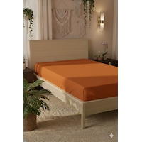 %100 Pamuk Ranforce Premium Tek Kişilik Plus Lastikli Çarşaf - Tu Turuncu