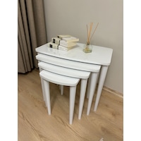 Başaran Concept 4 Lü Ultra Kaliteli Üst Kısmı Mdf Zigon Sehpa Beyaz Başaran Concept 4 Lü Ultra Kaliteli Üst Kısmı Mdf Zigon Sehpa Beyaz