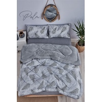 Marla Home Palm Gri Desenli Çift Kişilik Çift Taraflı Wellsoft Yorgan Seti - Gri - 195x215 Marla Home Palm Gri Desenli Çift Kişilik Çift Taraflı Wellsoft Yorgan Seti - Gri - 195x215