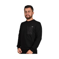 Manta 5323 Cep Baskılı Sweatshirt-25663-siyah Siyah Manta 5323 Cep Baskılı Sweatshirt-25663-siyah Siyah