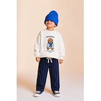 Monila Erkek Çocuk Ekru Ayıcık Baskılı Sweatshirt Ve Lacivert Çizgili Eşofman Alt Üst Takım Monila Erkek Çocuk Ekru Ayıcık Baskılı Sweatshirt Ve Lacivert Çizgili Eşofman Alt Üst Takım