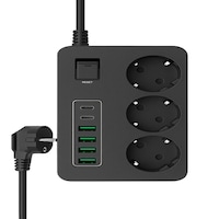 3 Lü Akım Korumalı Grup Priz 4 Usb + 2 Usb-c Çıkışlı, 2 Metre Kablolu, Çocuk Korumalı, Açma Kapama Anahtarlı 2 M