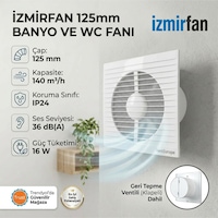 Refined 125 Bd 12.5 Cm Kapaklı Banyo Wc Aspiratör Havalandırma Fanı Sessiz
