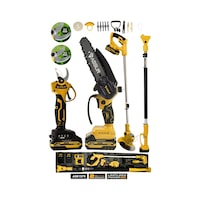 Assur 4'lü Set 21v Çift Akülü Teleskopik Dal Budama Makinesi & Şarjlı Tırpan Çim Biçme Makinesi Sarı-2878 Assur 4'lü Set 21v Çift Akülü Teleskopik Dal Budama Makinesi & Şarjlı Tırpan Çim Biçme Makinesi Sarı-2878