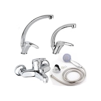 Moonshop Banyo + Lavabo + Mutfak Batarya Seti 4'lü Krom Moonshop Banyo + Lavabo + Mutfak Batarya Seti 4'lü Krom