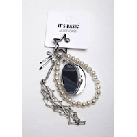 Standart Gümüş Renk Ayna Ve İnci Detaylı Çoklu Charm Anahtarlık Çanta Telefon Denim Aksesuarı Standart Gümüş Renk Ayna Ve İnci Detaylı Çoklu Charm Anahtarlık Çanta Telefon Denim Aksesuarı