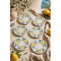 6 Lı Limon Desenli Seramik Tatlı Tabağı 16 Cm Akdeniz Temalı Pasta Kahvaltı Ve Sunum Tabağı Beyaz 6 Lı Limon Desenli Seramik Tatlı Tabağı 16 Cm Akdeniz Temalı Pasta Kahvaltı Ve Sunum Tabağı Beyaz