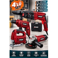 Dragro DRG-21V Çelik Şanzıman K Elektrikli 4'lü Set Matkap + Taşlama + Kırıcı Delici Hilti + Dekupaj Dragro DRG-21V Çelik Şanzıman K Elektrikli 4'lü Set Matkap + Taşlama + Kırıcı Delici Hilti + Dekupaj