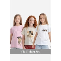 Fyk Kids Kız Çocuk 3'lü - Wild-love-coffee Baskılı Tişört Çok Renkli Fyk Kids Kız Çocuk 3'lü - Wild-love-coffee Baskılı Tişört Çok Renkli