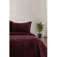 Merinos Modern Line Çift Kişilik Battaniye Seti Bordo Bordo Merinos Modern Line Çift Kişilik Battaniye Seti Bordo Bordo