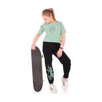 Toontoy Kids Toontoy Kız Çocuk Style Baskılı Eşofman Takım Yeşil Toontoy Kids Toontoy Kız Çocuk Style Baskılı Eşofman Takım Yeşil