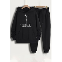 Uyguntarz Unisex Uzay Temalı Baskılı Eşofman Takımı Siyah Uyguntarz Unisex Uzay Temalı Baskılı Eşofman Takımı Siyah