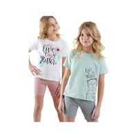 Denokids Çiçekler Kız Çocuk 2'li Pijama Takım Renklı Çok Renkli Denokids Çiçekler Kız Çocuk 2'li Pijama Takım Renklı Çok Renkli