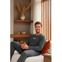 Rindahomewear Antrasit Uzun Kollu Nakışlı Örme Erkek Pijama Takımı Antrasit Rindahomewear Antrasit Uzun Kollu Nakışlı Örme Erkek Pijama Takımı Antrasit