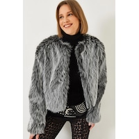Shade Kadın Suni Kürkllü Astarlı Mont 38119 60251968 - Siyah-beyaz Shade Kadın Suni Kürkllü Astarlı Mont 38119 60251968 - Siyah-beyaz