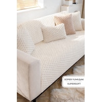 Soft Kürklü Koltuk Örtüsü 170x215 Cm Yumuşak Peluş Kaymaz Taban Kanepe Örtüsü Krem Kırık Beyaz Soft Kürklü Koltuk Örtüsü 170x215 Cm Yumuşak Peluş Kaymaz Taban Kanepe Örtüsü Krem Kırık Beyaz