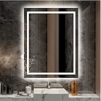 Nuun Dekor 90x70cm Beyaz Ledli Kumlamalı Banyo Lavabo Ofis Makyaj Kuaför Aynası - Trafolu Beyaz Nuun Dekor 90x70cm Beyaz Ledli Kumlamalı Banyo Lavabo Ofis Makyaj Kuaför Aynası - Trafolu Beyaz