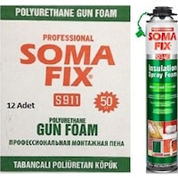 12 Adet 850 Ml Somafix Tabancalı Isı Ses Yalıtım Poliüretan Köpük 12 Adet 850 Ml Somafix Tabancalı Isı Ses Yalıtım Poliüretan Köpük