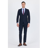 İmza Lacivert Mono Yaka 6 Drop Comfort Fit Tam Astar Esnek Takım Elbise 1001260010 Basic Lacivert