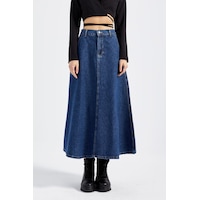 it's basic Kadın Mavi Renk Vinca A Tipi Kesim Denim Etek it's basic Kadın Mavi Renk Vinca A Tipi Kesim Denim Etek