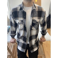 Erkek Krem-beyaz-siyah Çift Cep Kapaklı Slim Fit Oduncu Gömlek Krem-beyaz-siyah Erkek Krem-beyaz-siyah Çift Cep Kapaklı Slim Fit Oduncu Gömlek Krem-beyaz-siyah