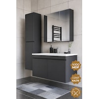 Teta Home Tokyo 100 Cm Mdf Banyo Dolabı Seti + Boy Dolabı Antrasit Teta Home Tokyo 100 Cm Mdf Banyo Dolabı Seti + Boy Dolabı Antrasit