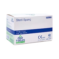Tules Steril Spanç 100Lü 7.5Cm*7.5Cm Gazlı Bez 4 Kutu Tules Steril Spanç 100Lü 7.5Cm*7.5Cm Gazlı Bez 4 Kutu